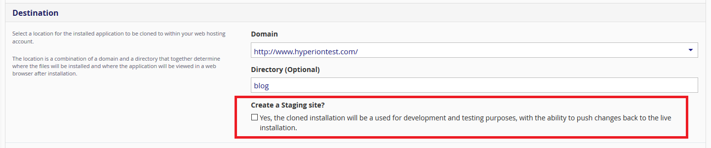 Create a WordPress staging website