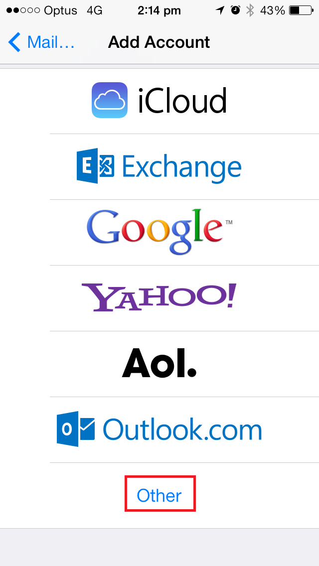 Add Account - options