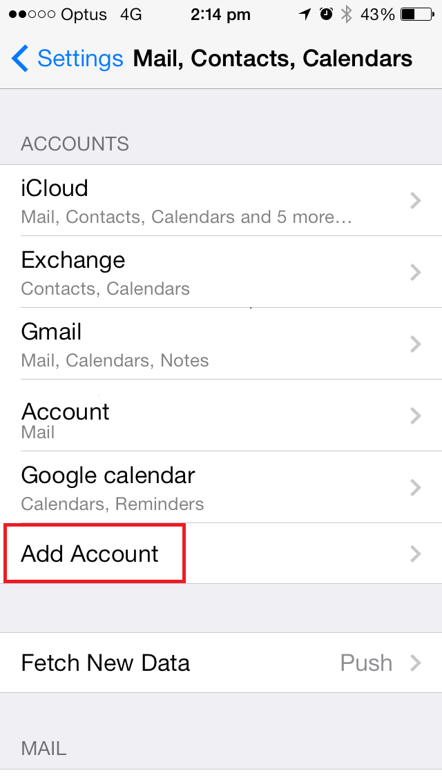 Mail contacts calendars
