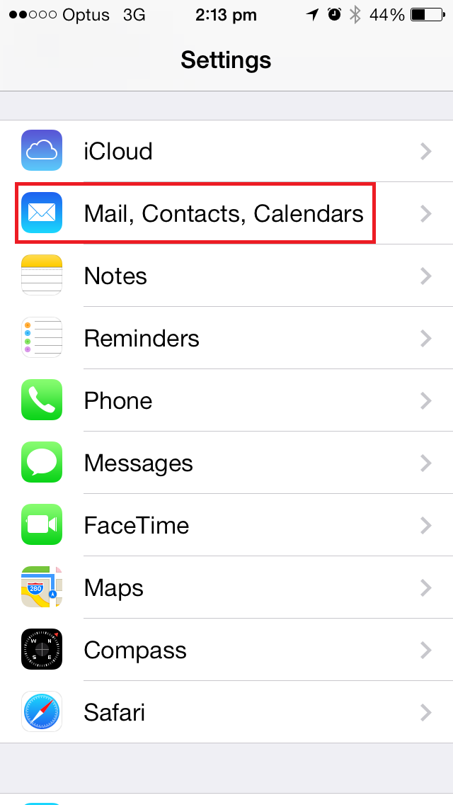 Settings list